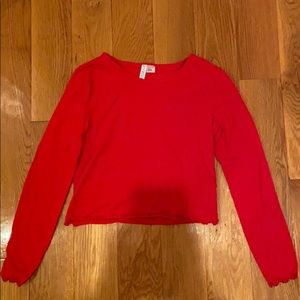 Long-Sleeve Red Crop Top